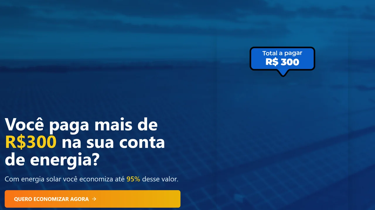 Topo da landing page da Mix Energy: você paga mais de R$300 na sua conta de energia?