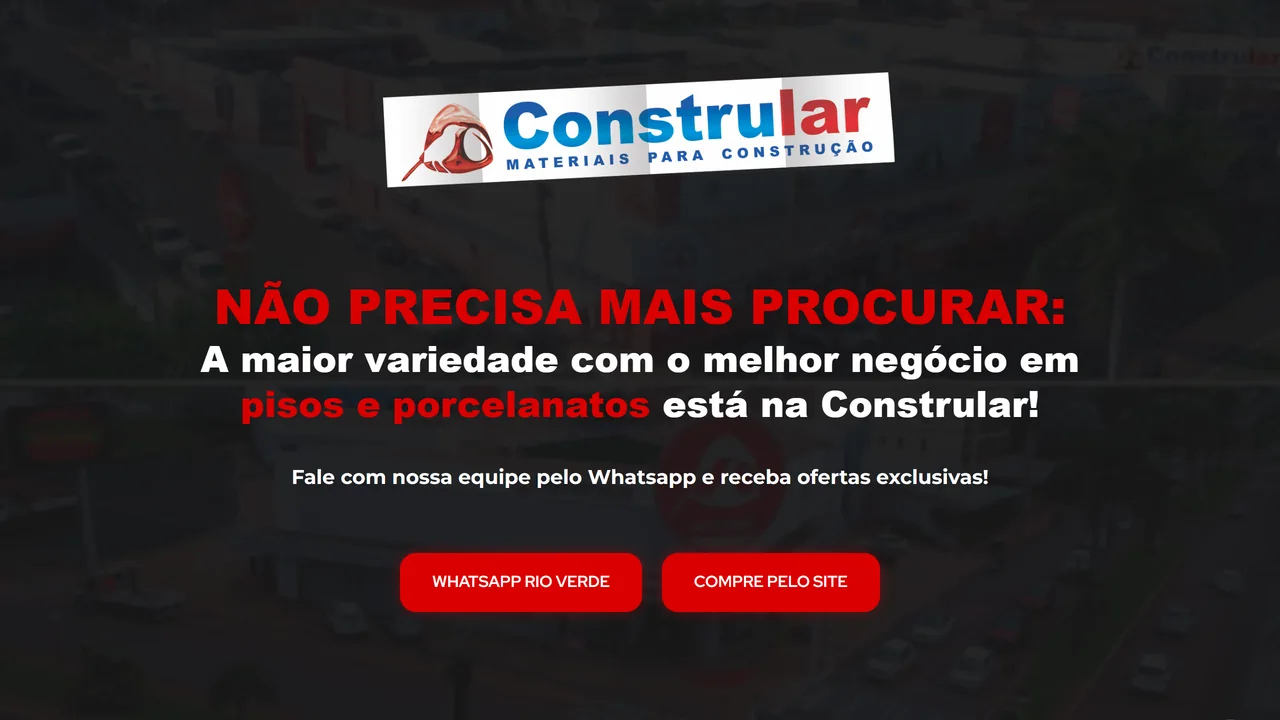 Topo da landing page de pisos e porcelanatos da Constrular